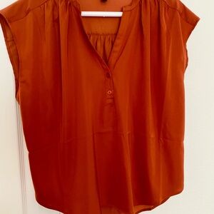 Banana Republic Orange Buttoned Blouse with Mandarin Collar